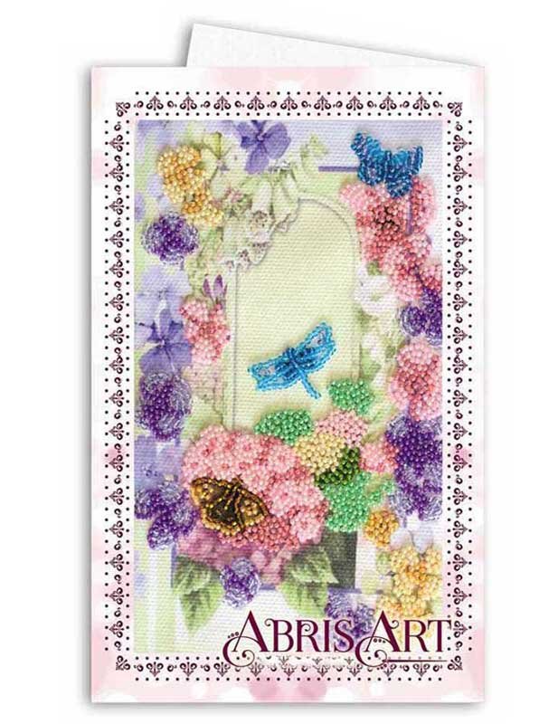 Фото Набір для вишивання мікробісером листівка-конверт Абріс Арт АОМ-004 Бабка і метелики