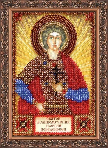 Фото Набор для вышивки бисером именной мини-иконы Святой Георгий Абрис Арт ААМ-053