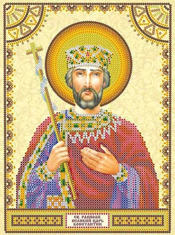 Картинка Схема для вышивки иконы бисером Святой Константин Абрис Арт АСК-030 Фото Схема для вышивки иконы бисером Святой Константин Абрис Арт АСК-030