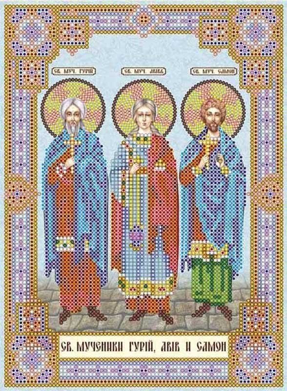 Фото Схема для вишивання ікони бісером Ікона Святі Гурій, Авів і Самон Абріс Арт АСК-161