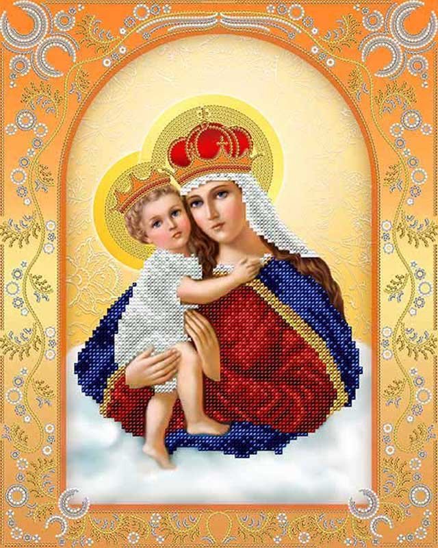 Фото Схема для вишивання бісером А-строчка АС3-016 Ікона Богородиця з Немовлям