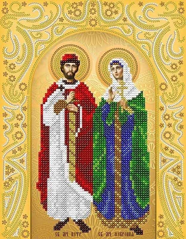 Фото Схема для вишивання бісером А-строчка АС4-084 Ікона Святі Мученики Петро та Февронія (золото)