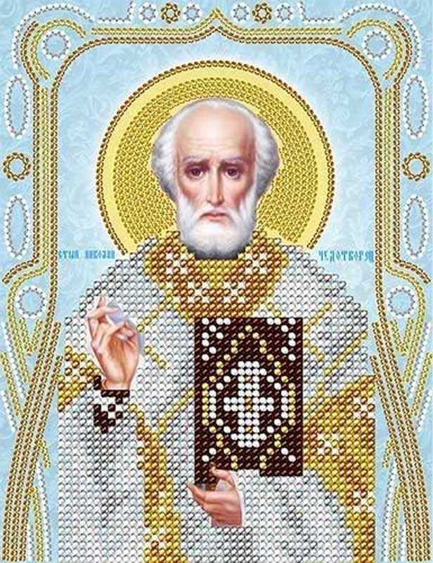 Фото Cхема для вышивки бисером  А-строчка АС5-061 Икона Святой Николай Чудотворец (серебро)