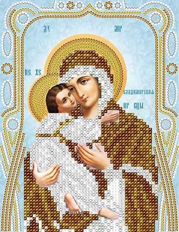 Фото Схема для вишивання бісером А-строчка АС5-063 Ікона Володимирська Божа Матір (срібло)