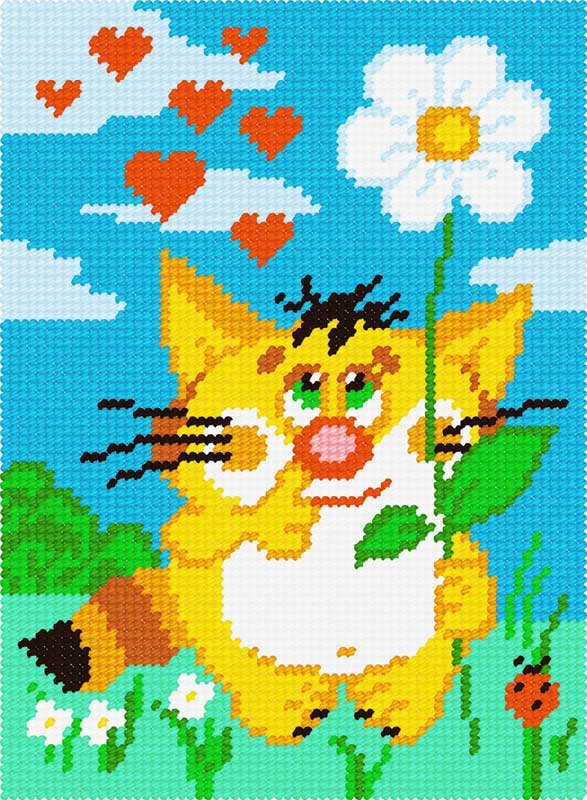 Фото Набір для вишивання пряжею по канві з рисунком Quick Tapestry TD-18 Березневий кіт