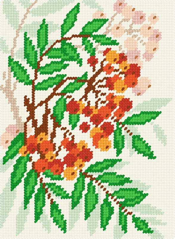 Фото Набор для вышивки пряжей по канве с рисунком Quick Tapestry TD-23 Рябина
