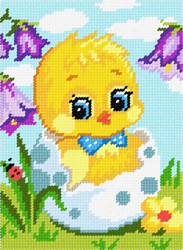 Фото Набір для вишивання пряжею по канві з рисунком Quick Tapestry TD-27 Курчатко-хлопчик 
