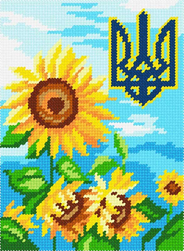 Photo Kit for embroidery yarn on canvas with a pattern Quick Tapestry TD-29 Sunflowers