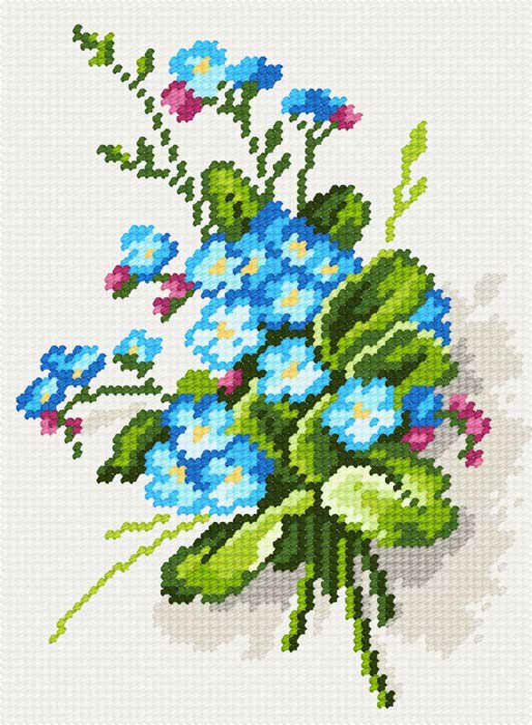Photo Kit for embroidery yarn on canvas with a pattern Quick Tapestry TD-30 Forget-me-nots