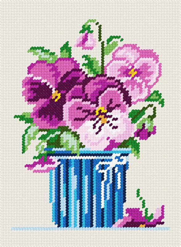 Photo Kit for embroidery yarn on canvas with a pattern Quick Tapestry TD-33 Violets
