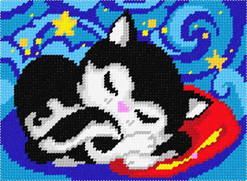 Фото Набор для вышивки пряжей по канве с рисунком Quick Tapestry TD-39 Кошачьи сны