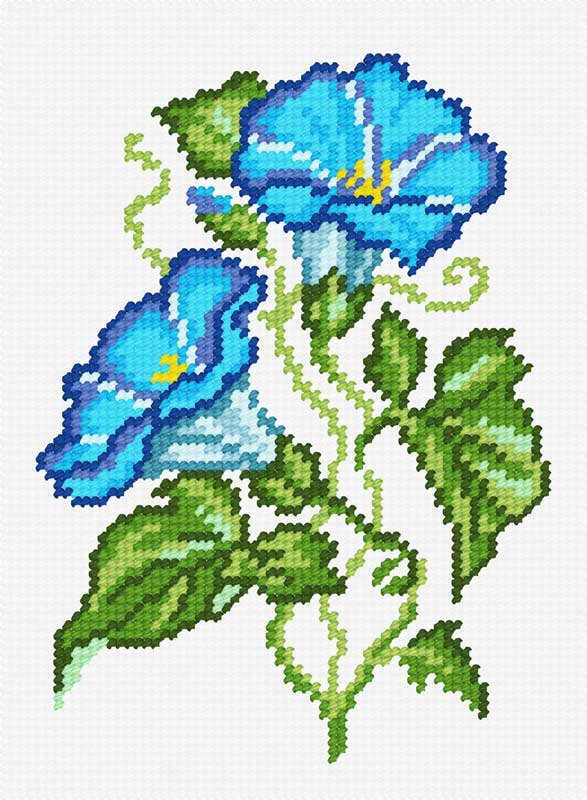 Photo Kit for embroidery yarn on canvas with a pattern Quick Tapestry TD-40 Crown Panich (Blue)