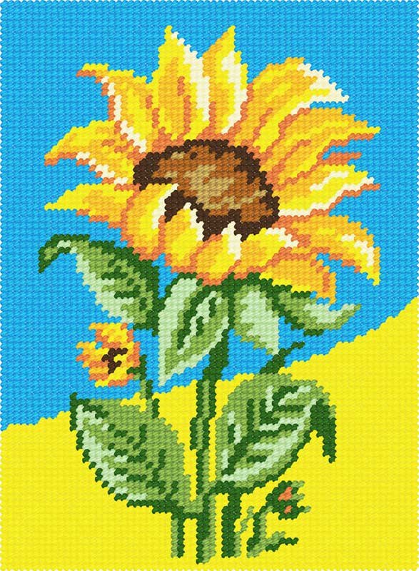 Photo Kit for embroidery yarn on canvas with a pattern Quick Tapestry TD-48 Sunflower