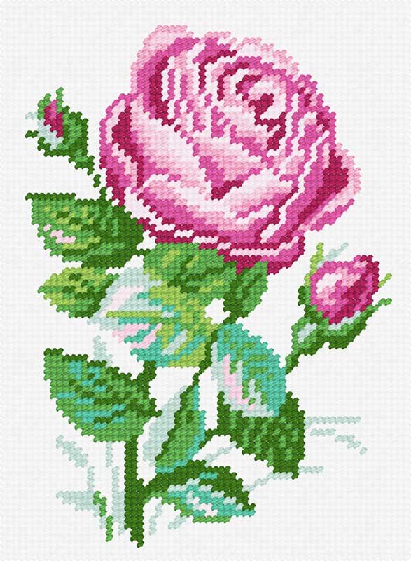 Photo Kit for embroidery yarn on canvas with a pattern Quick Tapestry TD-49 Rose