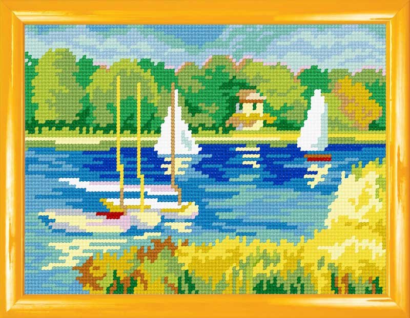 Photo Kit for embroidery yarn on canvas with a pattern Quick Tapestry TH-33 Quiet harbor