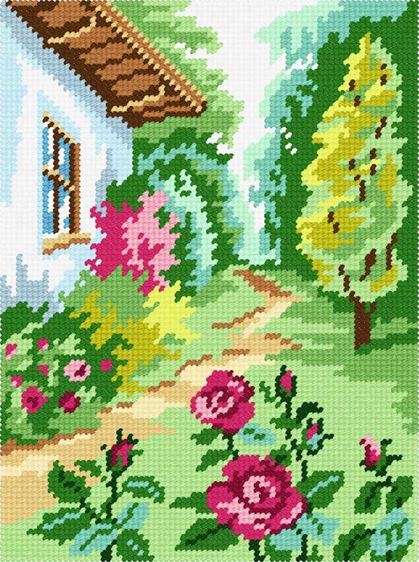 Photo Kit for embroidery yarn on canvas with a pattern Quick Tapestry TH-34 Summer day