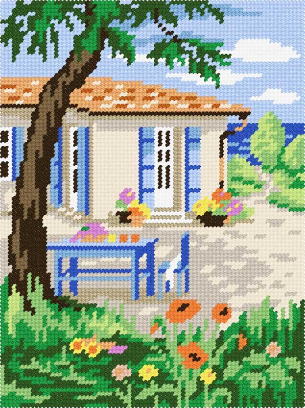 Photo Kit for embroidery yarn on canvas with a pattern Quick Tapestry TH-37 Hot afternoon