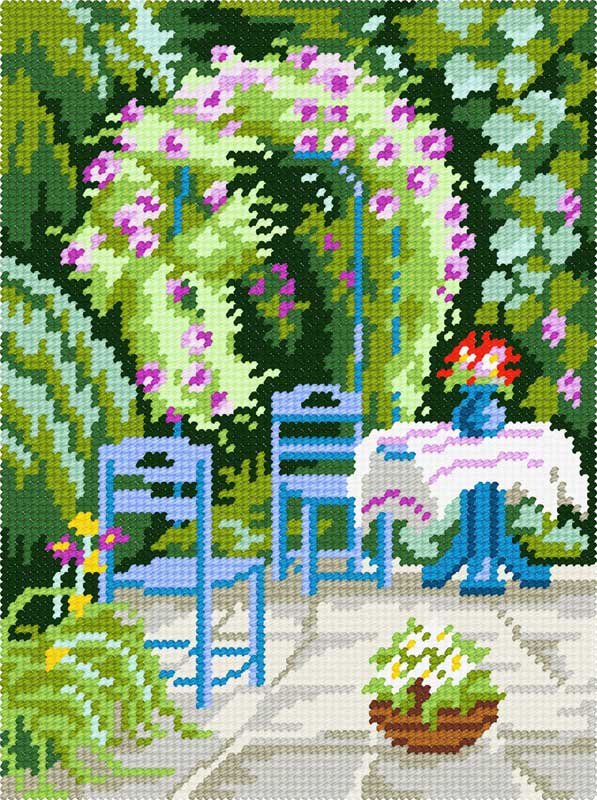 Photo Kit for embroidery yarn on canvas with a pattern Quick Tapestry TH-38 In the garden