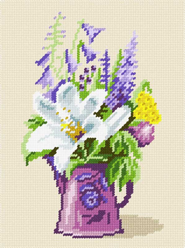 Photo Kit for embroidery yarn on canvas with a pattern Quick Tapestry TH-40 Bouquet of lilies