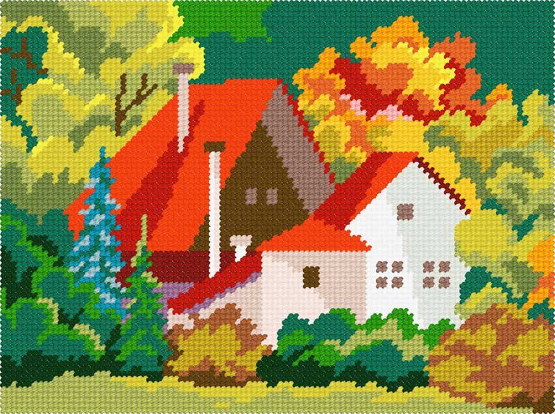 Photo Kit for embroidery yarn on canvas with a pattern Quick Tapestry TH-49 Magical autumn