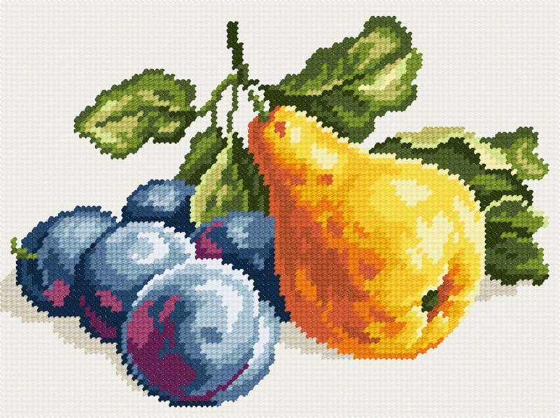 Photo Kit for embroidery yarn on canvas with a pattern Quick Tapestry TH-92 Still life with a pear