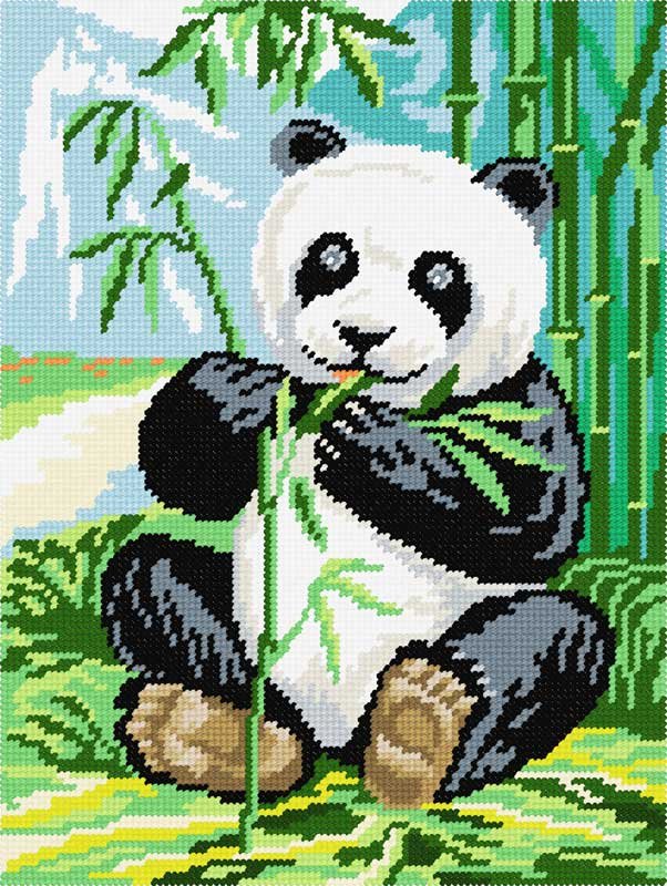 Photo Kit for embroidery yarn on canvas with a pattern Quick Tapestry TL-04 Panda