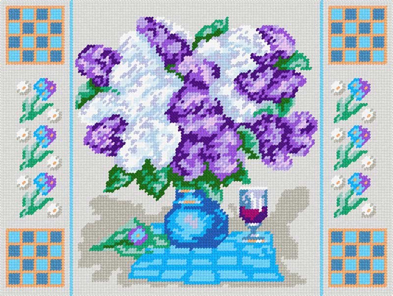 Photo Kit for embroidery yarn on canvas with a pattern Quick Tapestry TL-07 Lilac
