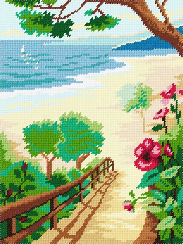 Photo Kit for embroidery yarn on canvas with a pattern Quick Tapestry TL-12 Descent to the sea