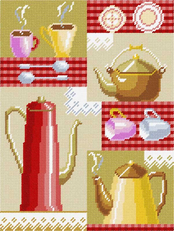 Photo Kit for embroidery yarn on canvas with a pattern Quick Tapestry TL-17 Invitation to tea