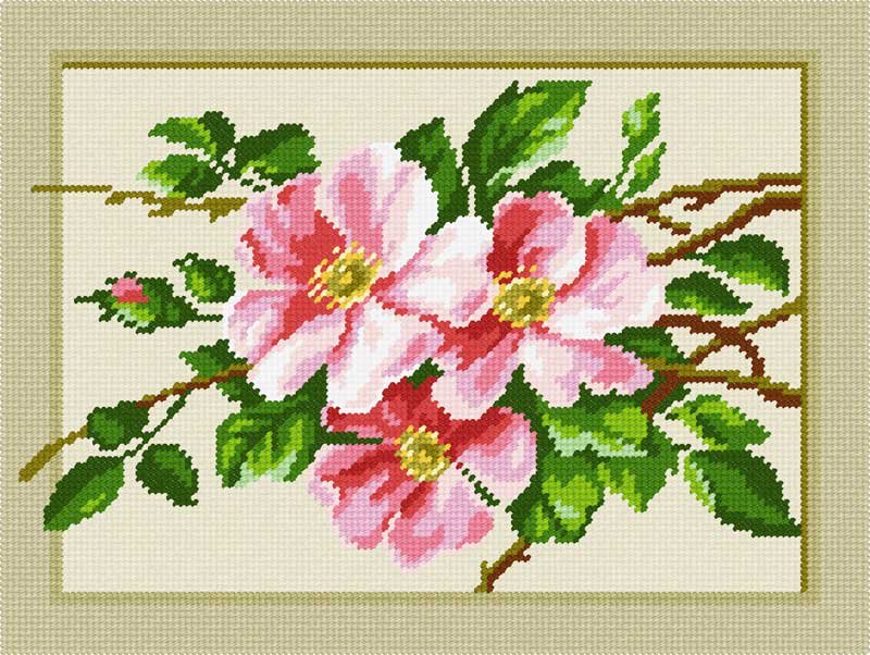 Photo Kit for embroidery yarn on canvas with a pattern Quick Tapestry TL-20 Rosehip
