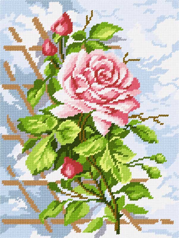 Photo Kit for embroidery yarn on canvas with a pattern Quick Tapestry TL-21 Rose