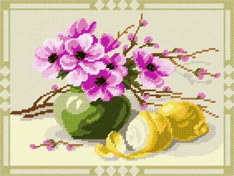 Photo Kit for embroidery yarn on canvas with a pattern Quick Tapestry TL-22 Juicy lemons