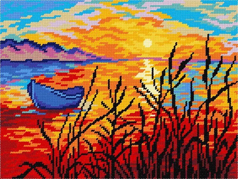 Photo Kit for embroidery yarn on canvas with a pattern Quick Tapestry TL-26 Sunset