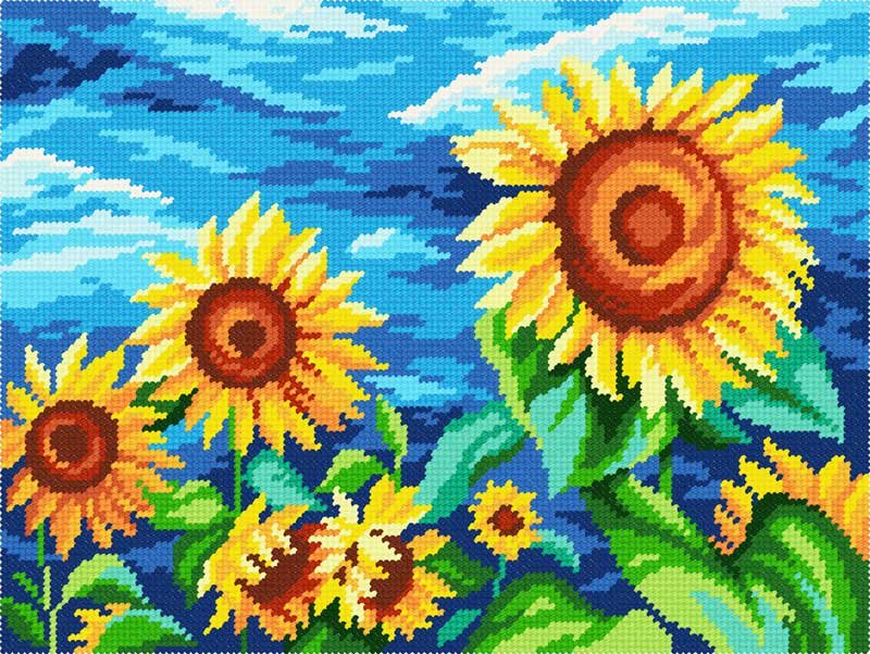 Photo Kit for embroidery yarn on canvas with a pattern Quick Tapestry TL-27 The Sunflowers