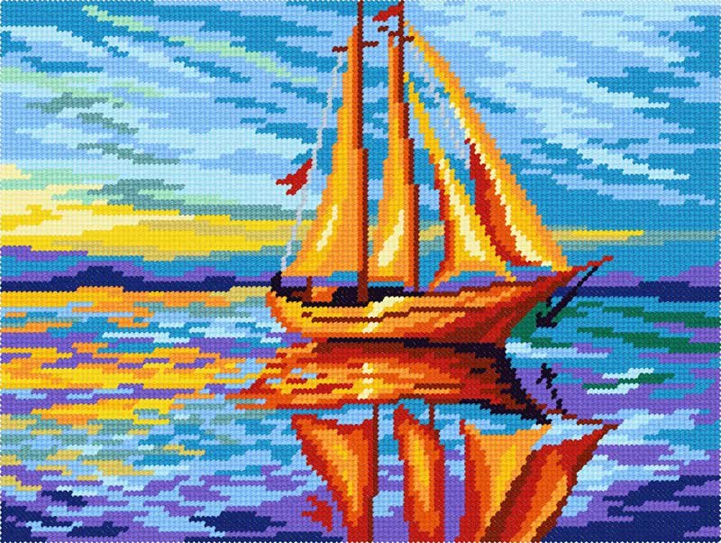 Photo Kit for embroidery yarn on canvas with a pattern Quick Tapestry TL-32 Sunsetting