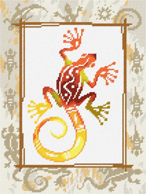 Photo Kit for embroidery yarn on canvas with a pattern Quick Tapestry TL-38 Gecko