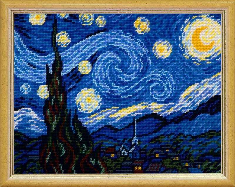 Фото Набор для вышивки пряжей по канве с рисунком Quick Tapestry TL-40 Звездная ночь В. ван Гог