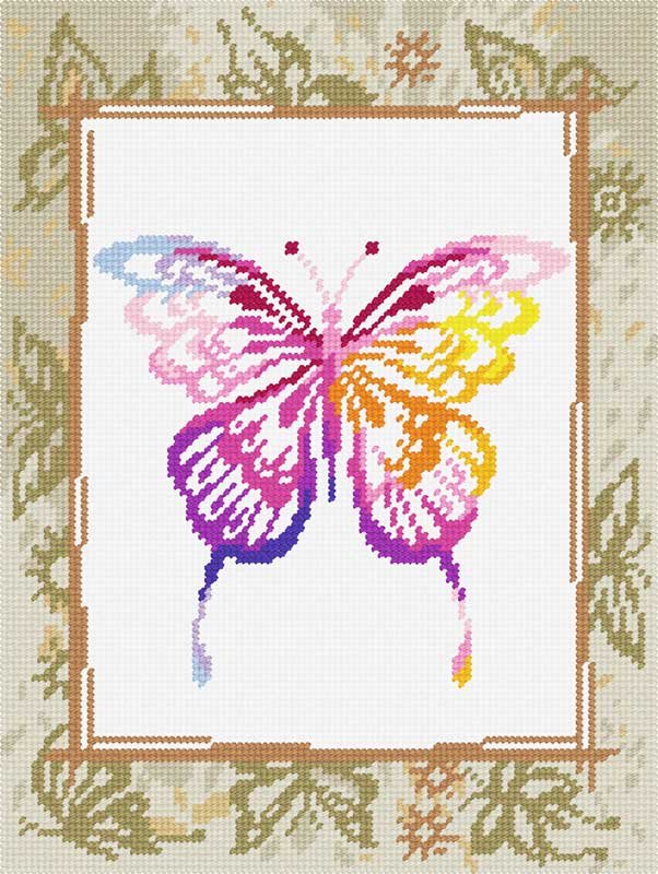 Photo Kit for embroidery yarn on canvas with a pattern Quick Tapestry TL-42 Butterfly