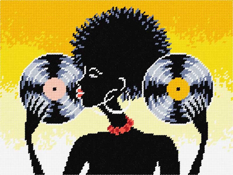 Photo Kit for embroidery yarn on canvas with a pattern Quick Tapestry TL-56 Music Lover