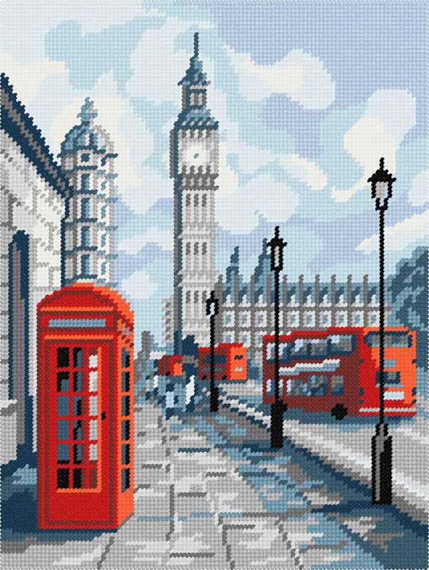 Photo Kit for embroidery yarn on canvas with a pattern Quick Tapestry TL-80 London