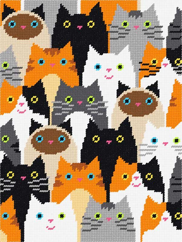Photo Kit for embroidery yarn on canvas with a pattern Quick Tapestry TL-82 Cat Choir