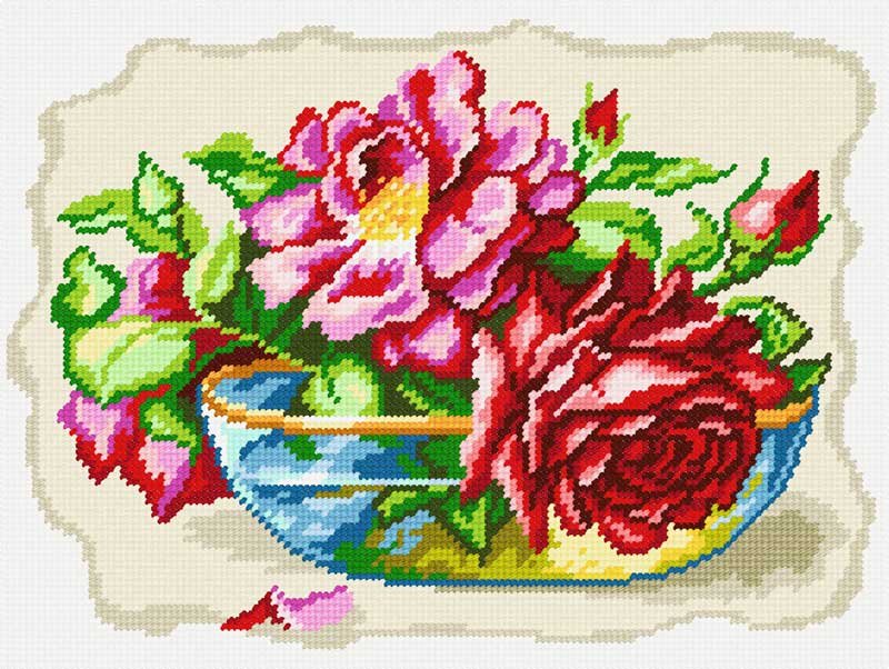 Photo Kit for embroidery yarn on canvas with a pattern Quick Tapestry TL-84 Enchanting Roses