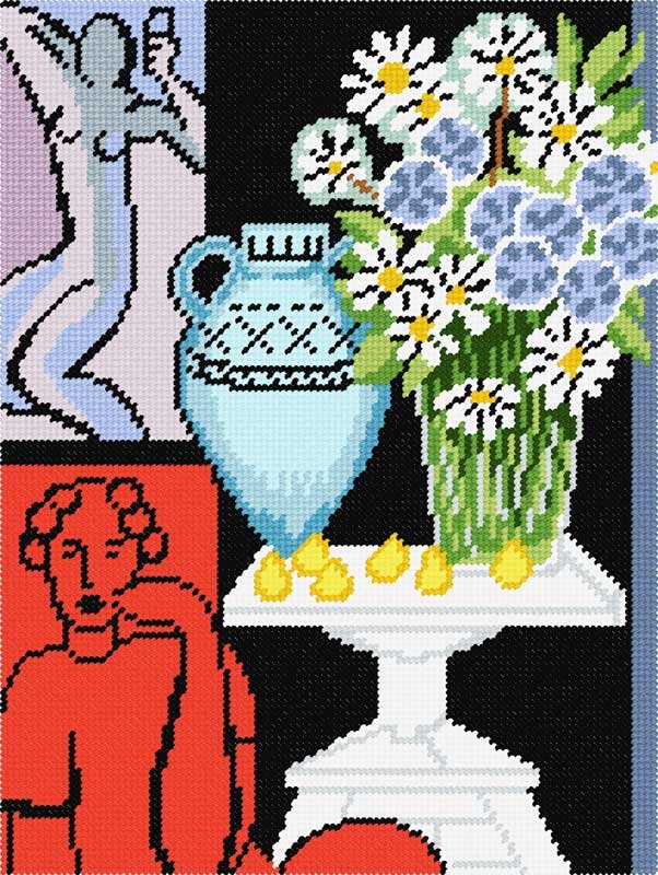 Photo Kit for embroidery yarn on canvas with a pattern Quick Tapestry TL-93 The Daisies