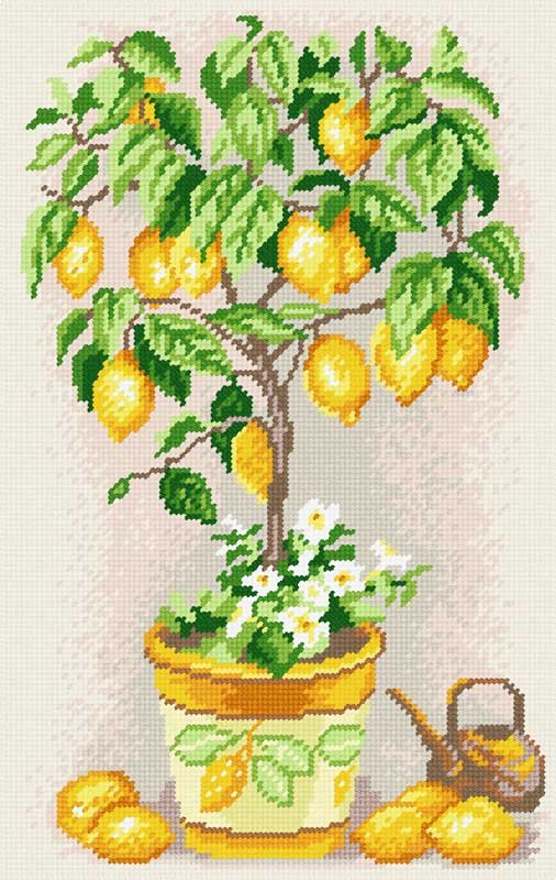 Photo Kit for embroidery yarn on canvas with a pattern Quick Tapestry TS-26 Lemon tree