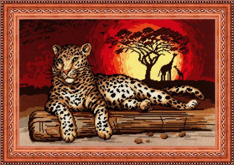 Photo Kit for embroidery yarn on canvas with a pattern Quick Tapestry TS-58 Leopard