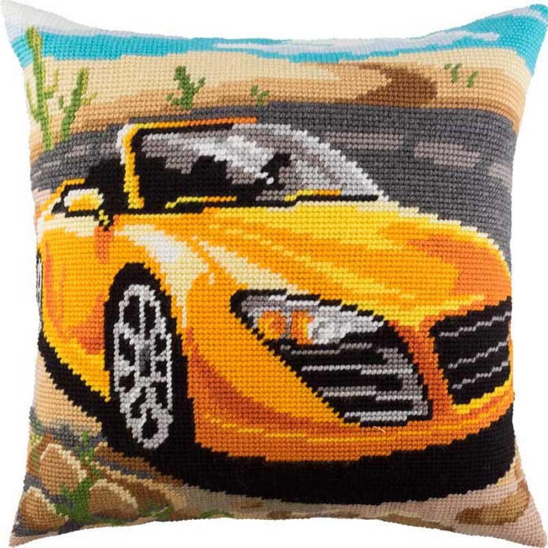 Foto Pillow for embroidery half-cross Charіvnytsya V-178 Yellow car