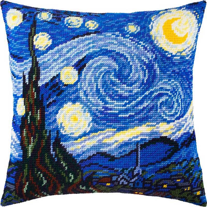Фото Подушка для вышивки полукрестом Чарівниця V-185 Звёздная ночь Ван Гог