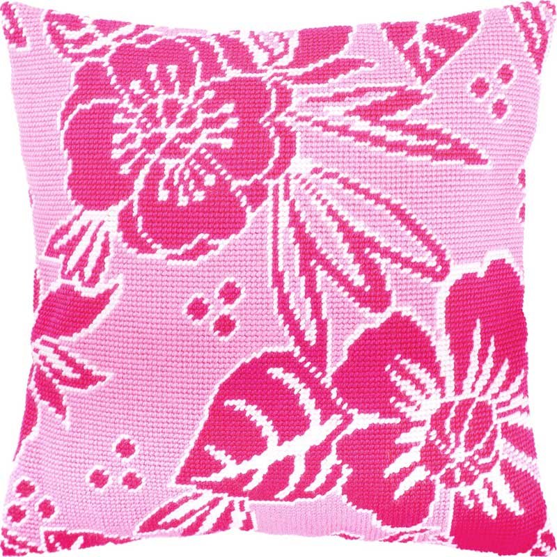 Фото Подушка для вышивки полукрестом Чарівниця V-220 Розовые цветы