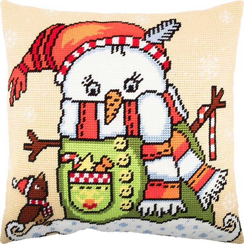 Фото Подушка для вышивки полукрестом Чарівниця V-268 Снеговик