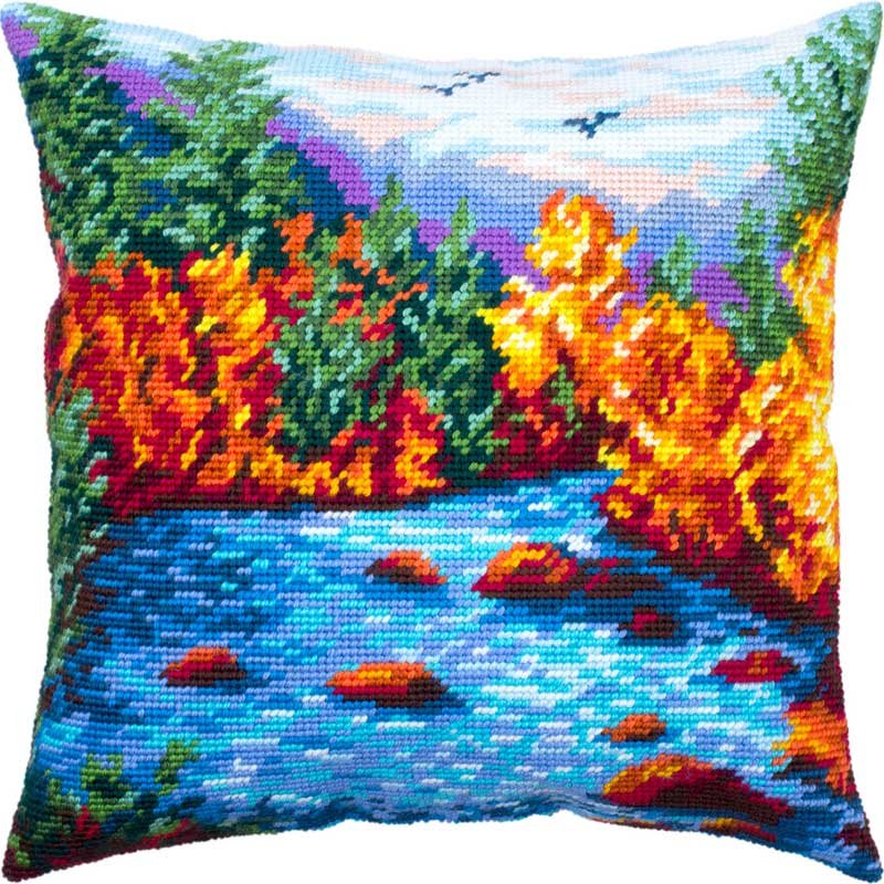 Foto Pillow for embroidery half-cross Charіvnytsya V-315 Autumn mountain meadow